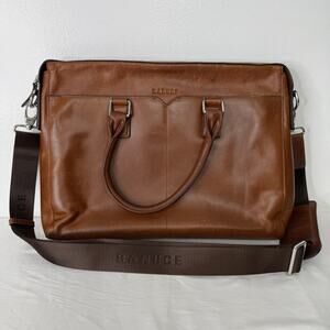 Banuce Leather Briefcase Messenger Bag Laptop Shoulder Strap Brown Business